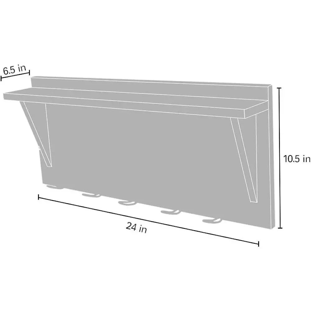 Concept Decorative Floating Mounted Wall Shelves with Hooks